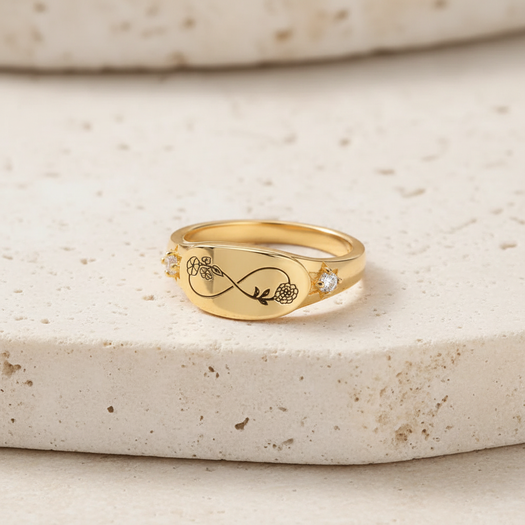 Custom Infinity Double Birth Flowers Ring
