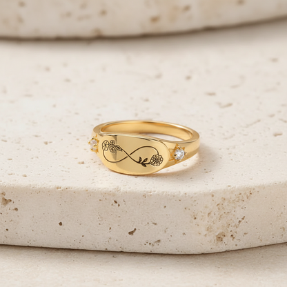Custom Infinity Double Birth Flowers Ring
