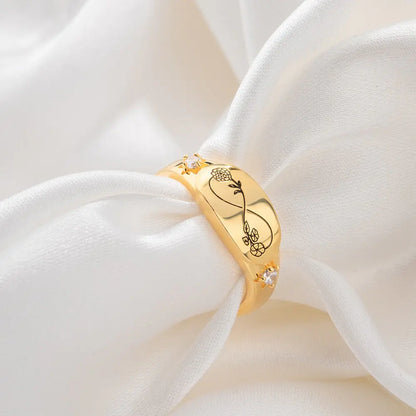 Custom Infinity Double Birth Flowers Ring