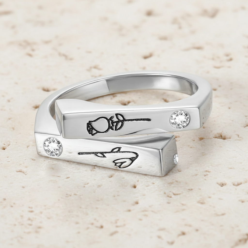 Personalized 2 Birth Flowers & Birthstones Ring