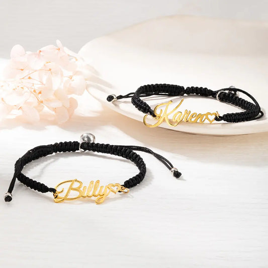 Personalized Braided Name Bracelets SET of 2