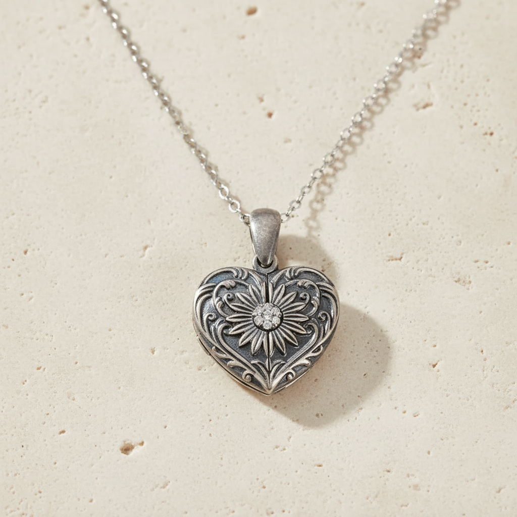 Custom Photo Vintage Heart Locket Necklace