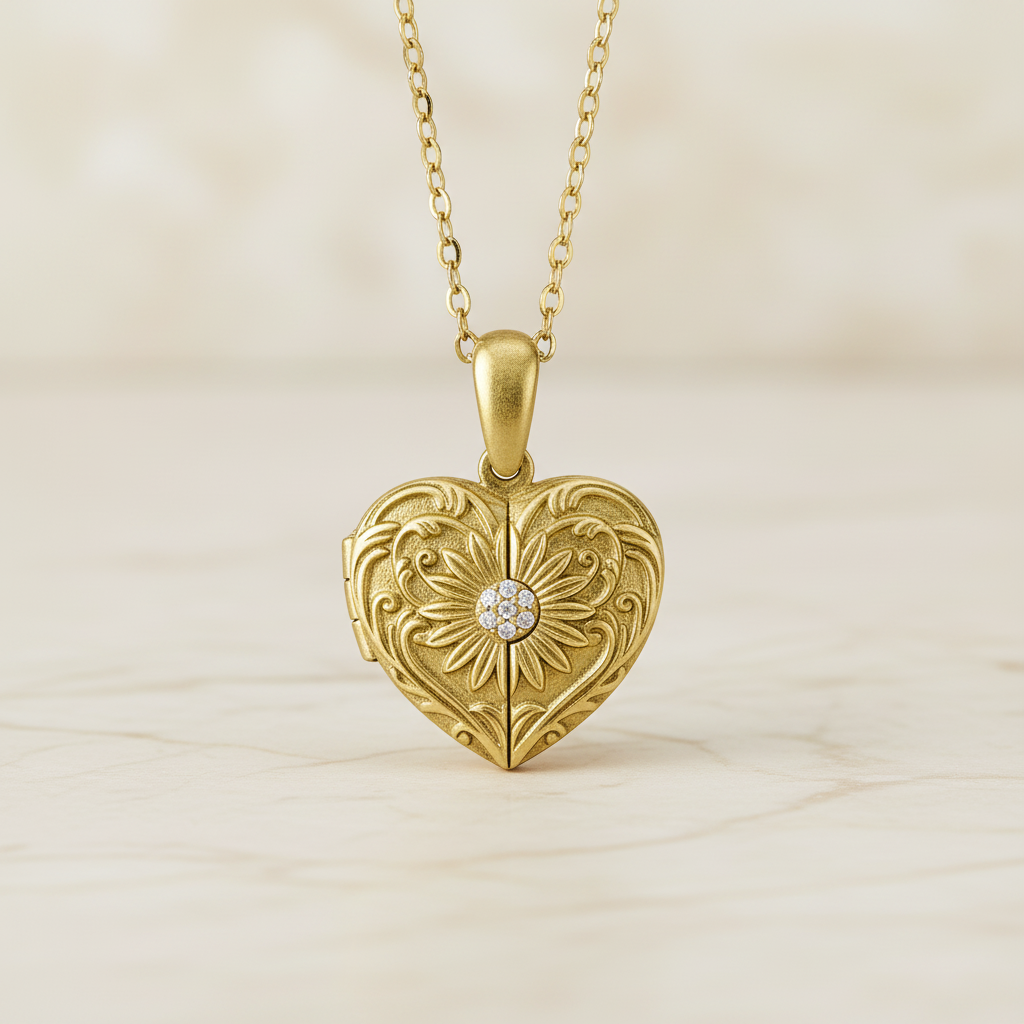 Custom Photo Vintage Heart Locket Necklace