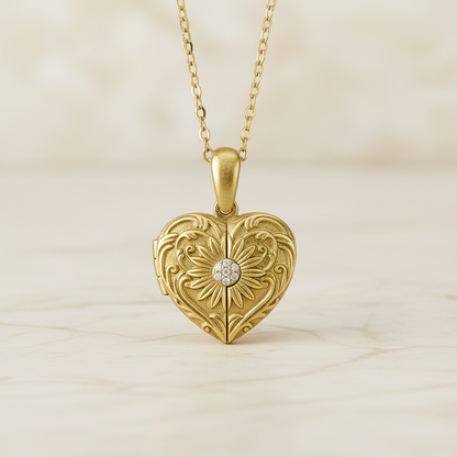 Custom Photo Vintage Heart Locket Necklace