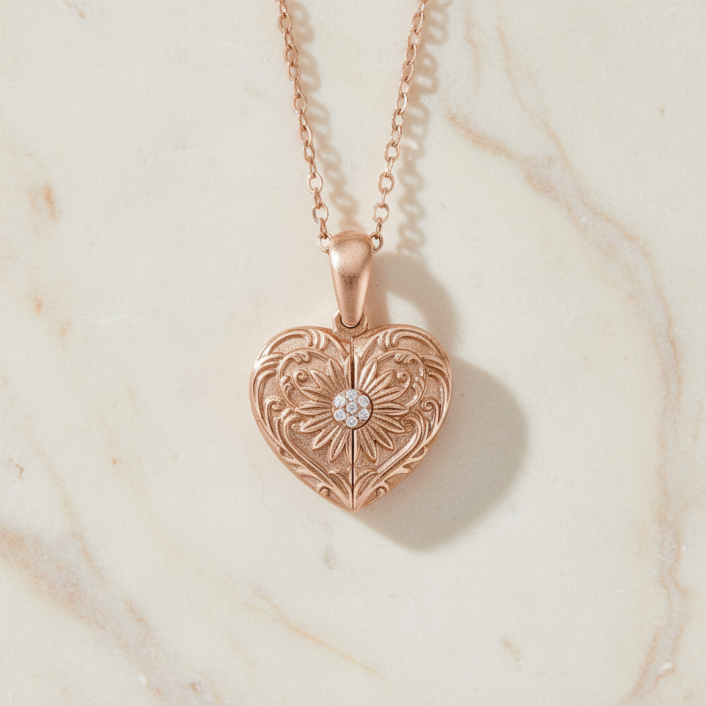 Custom Photo Vintage Heart Locket Necklace