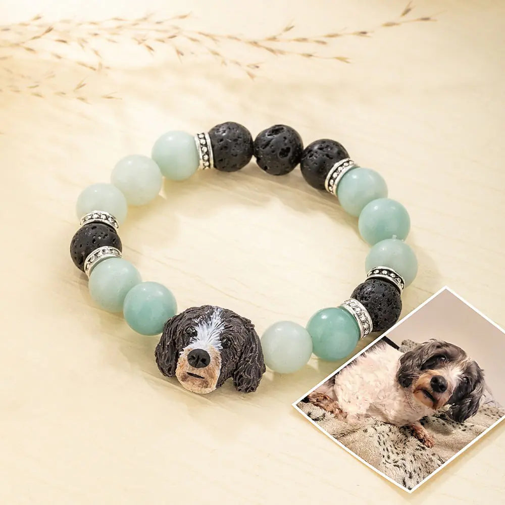 Custom Handmade Pet Portrait Beaded Bracelet