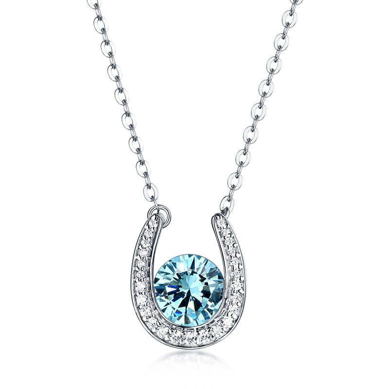 Custom Horseshoe Birthstone Pendant Necklace