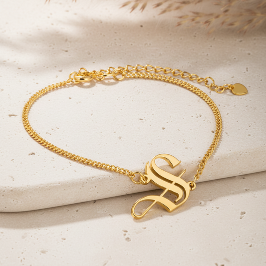 Personalized Old English Initial Bracelet