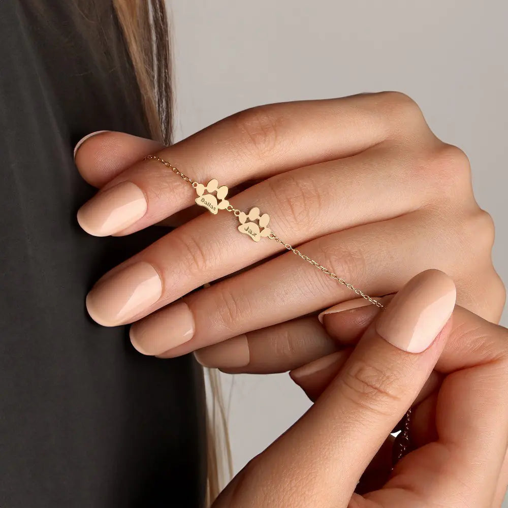 Custom Combined Pet Paw Bracelet