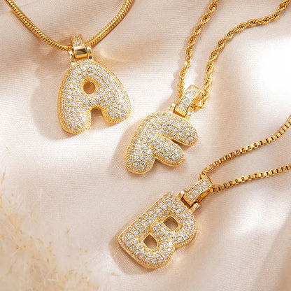 Crystal Bubble Initial Letter Necklace