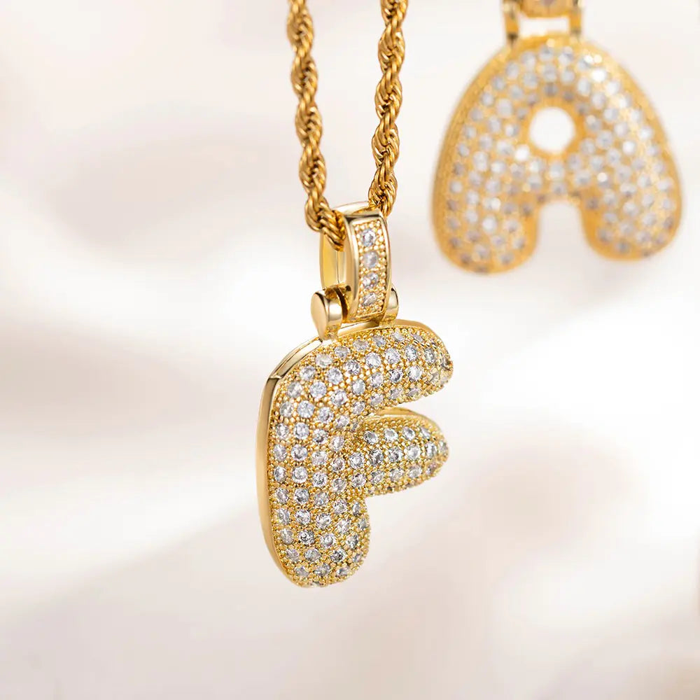 Crystal Bubble Initial Letter Necklace