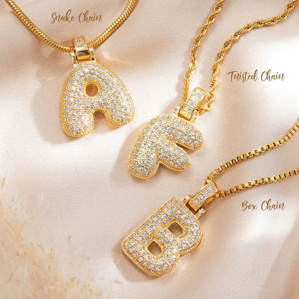 Crystal Bubble Initial Letter Necklace