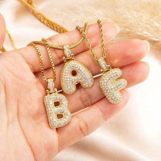 Crystal Bubble Initial Letter Necklace