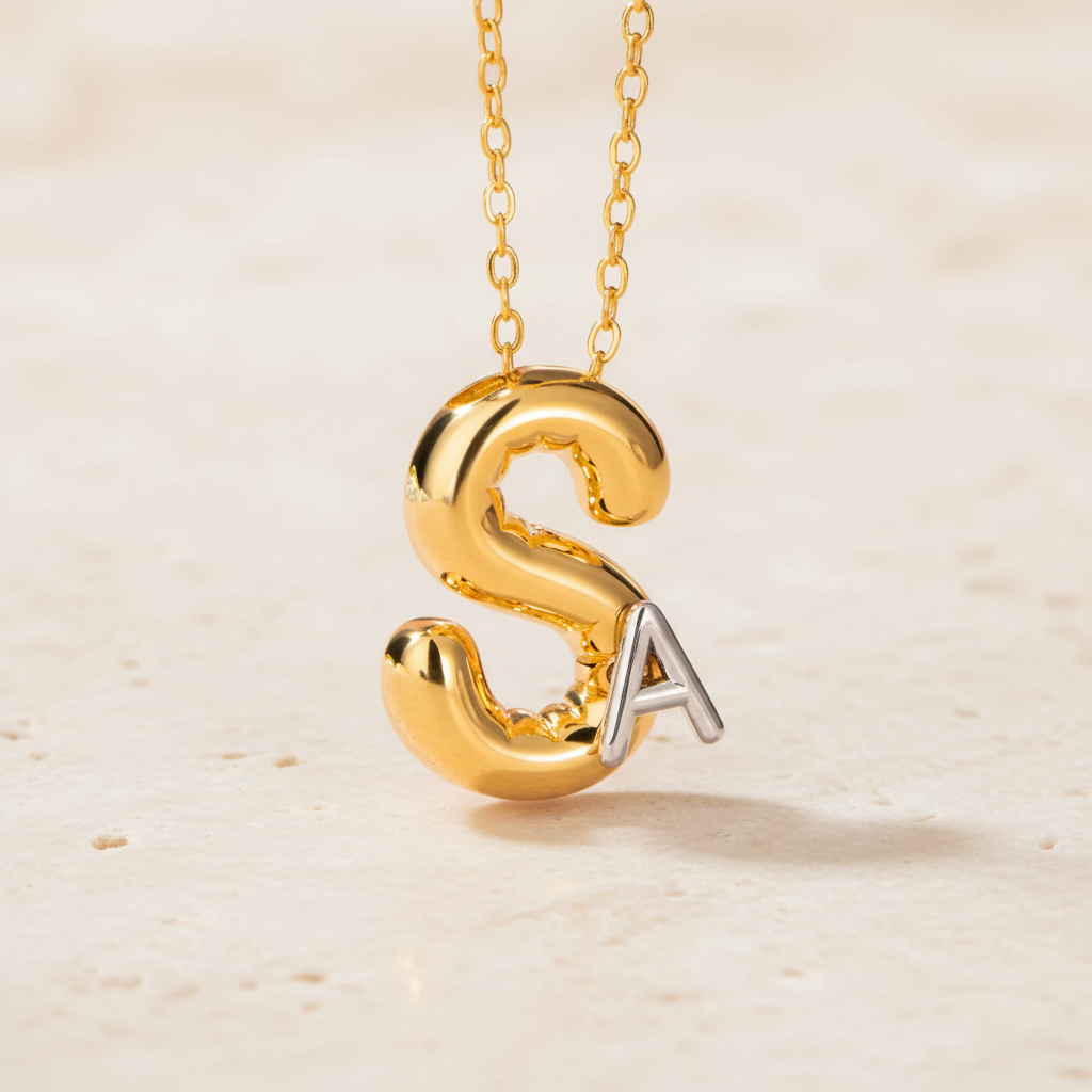 Personalized Double Initial Bubble Necklace