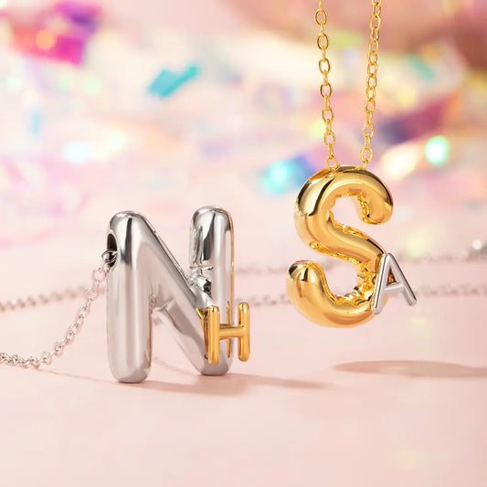 Personalized Double Initial Bubble Necklace