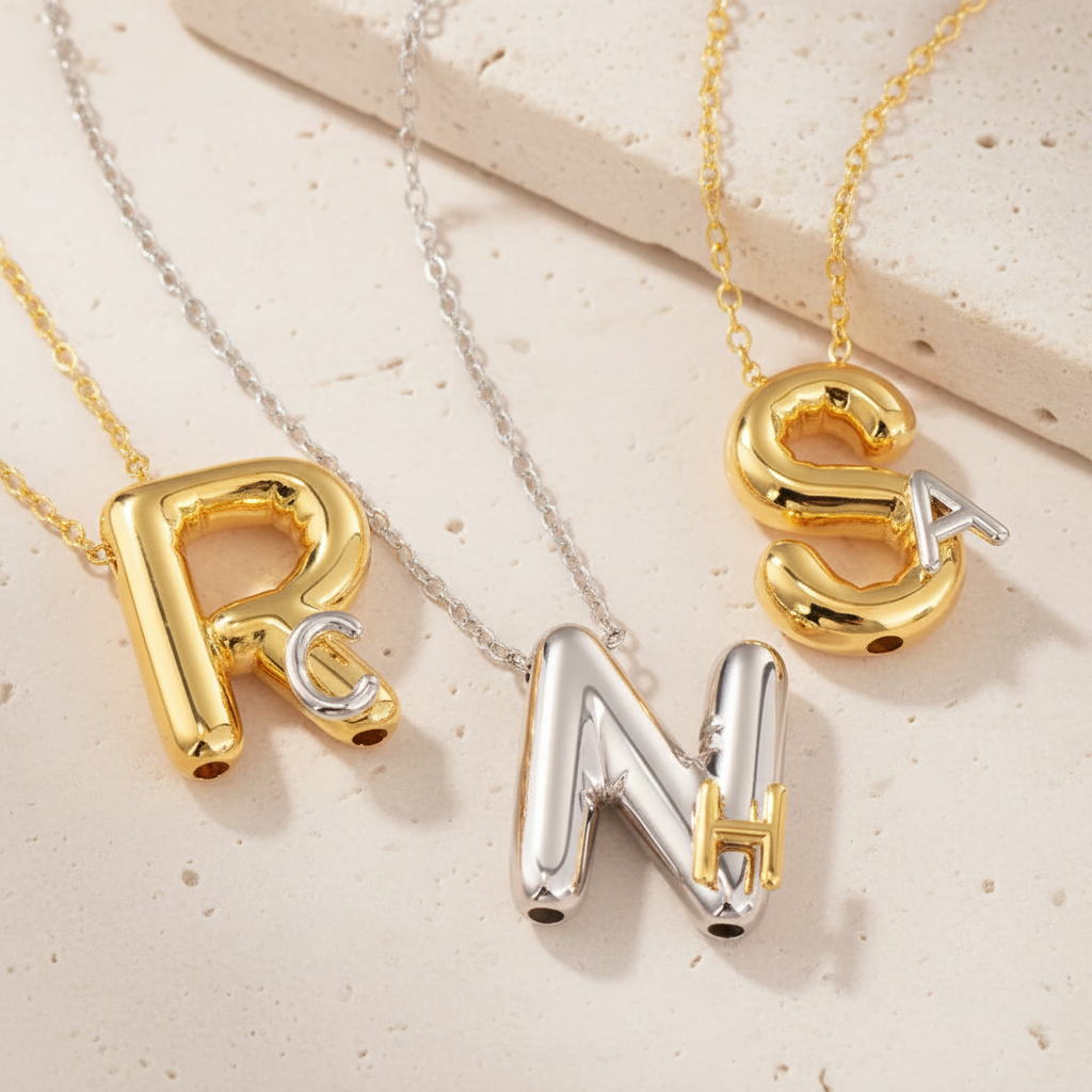 Personalized Double Initial Bubble Necklace