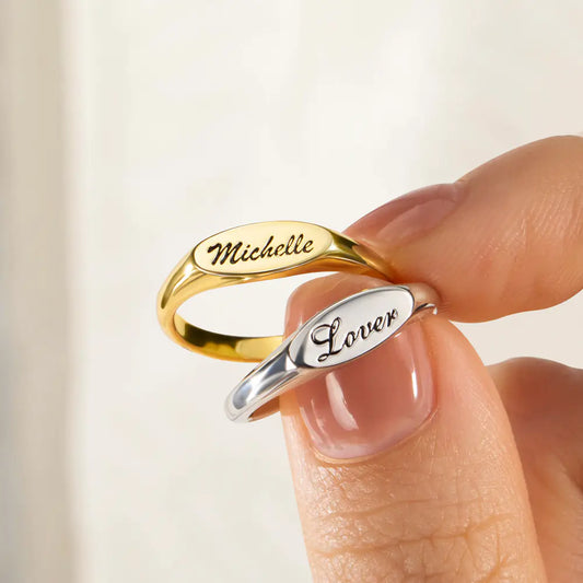 Custom Engraved Dainty Name Ring