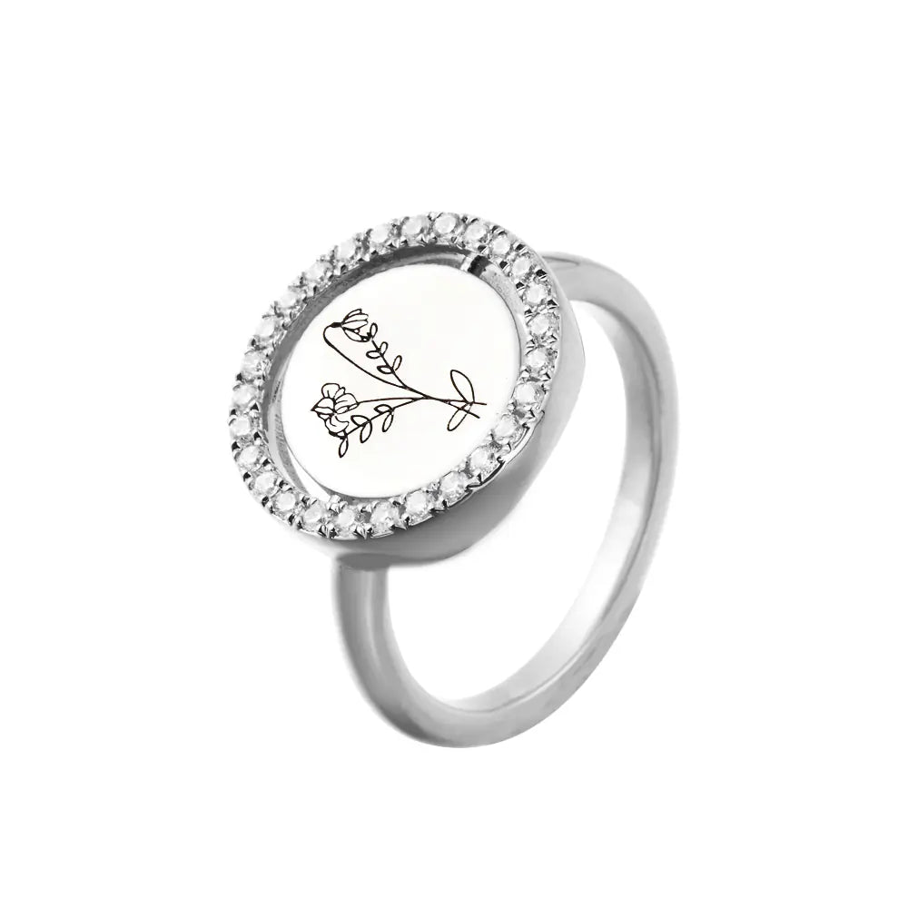 Combined Birth Flowers Spinner Ring