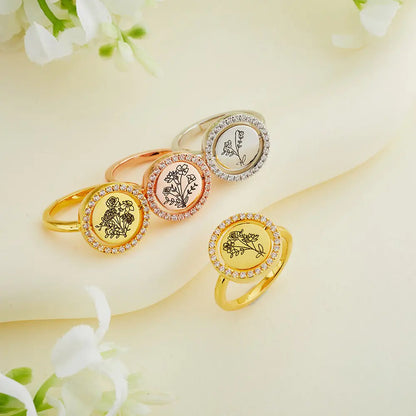 Combined Birth Flowers Spinner Ring