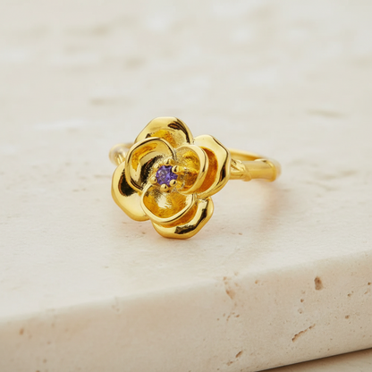 Custom Birth Flower & Birthstone Ring