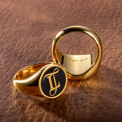 Custom 2 Initials Engraved Signet Ring