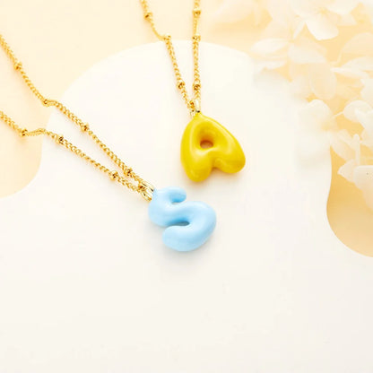 Personalized Colorful Bubble Letter Necklace
