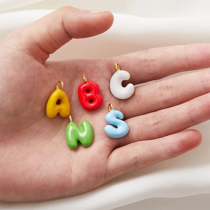 Personalized Colorful Bubble Letter Necklace