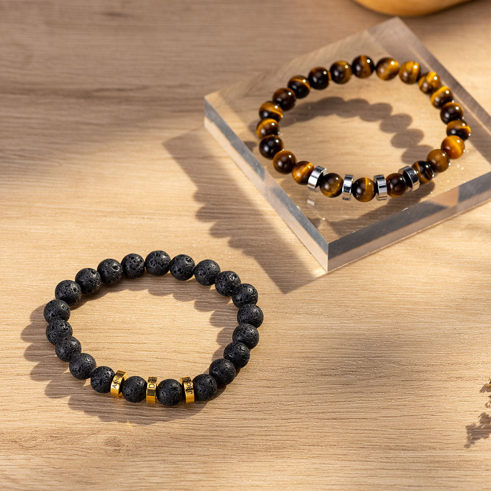 Custom Gemstone Beaded Bracelet with Names