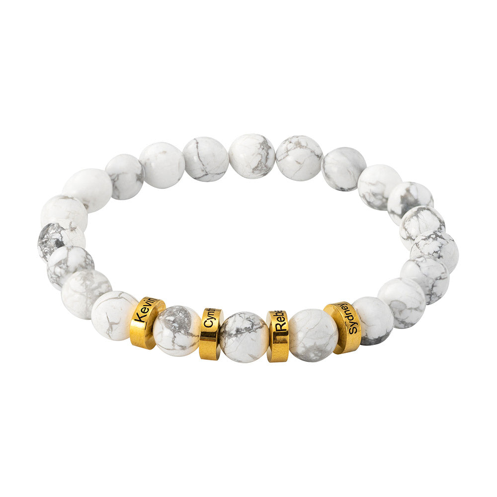 Custom Gemstone Beaded Bracelet with Names