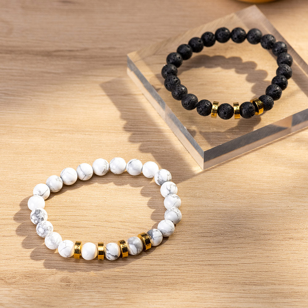Custom Gemstone Beaded Bracelet with Names