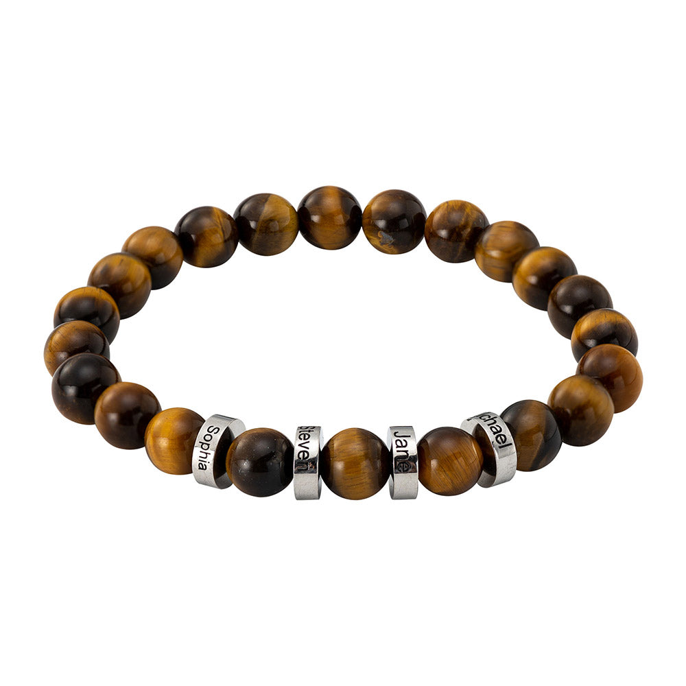 Custom Gemstone Beaded Bracelet with Names