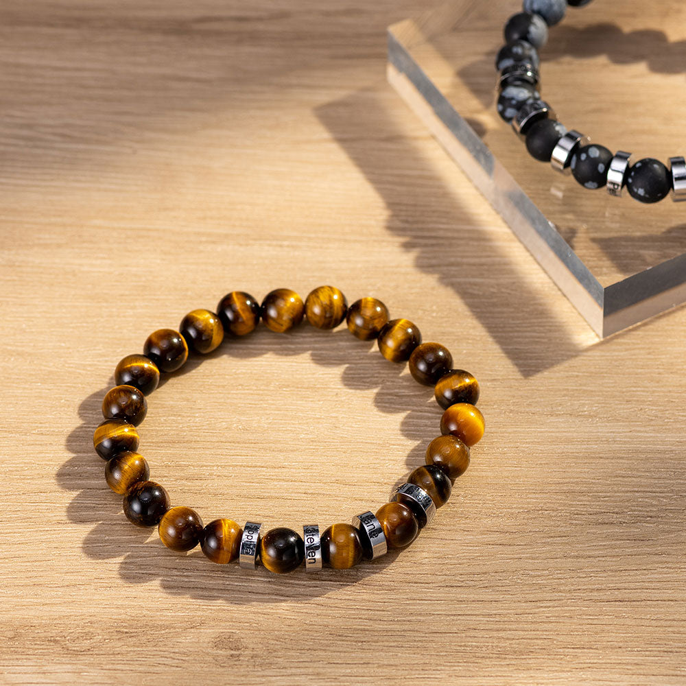 Custom Gemstone Beaded Bracelet with Names