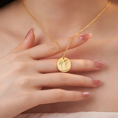 Dainty Combined Birth Flower Coin Necklace