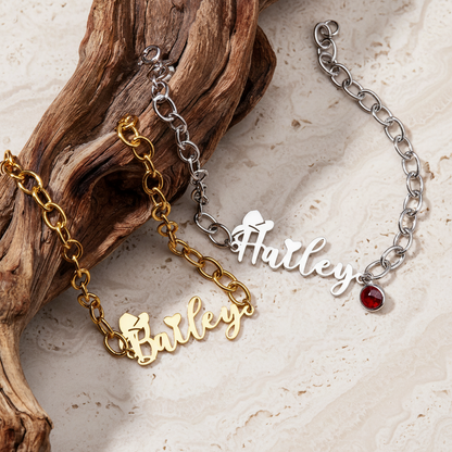 Personalized Cowgirl Name Bracelet with Birthstone