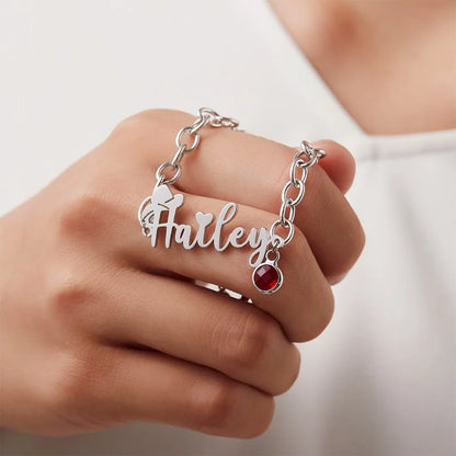 Personalized Cowgirl Name Bracelet with Birthstone