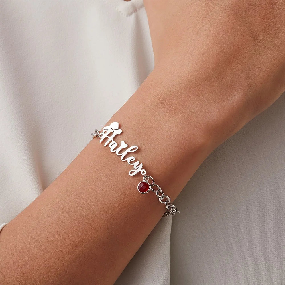 Personalized Cowgirl Name Bracelet with Birthstone