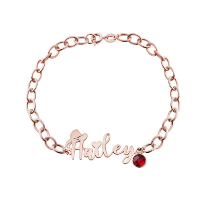 Personalized Cowgirl Name Bracelet with Birthstone