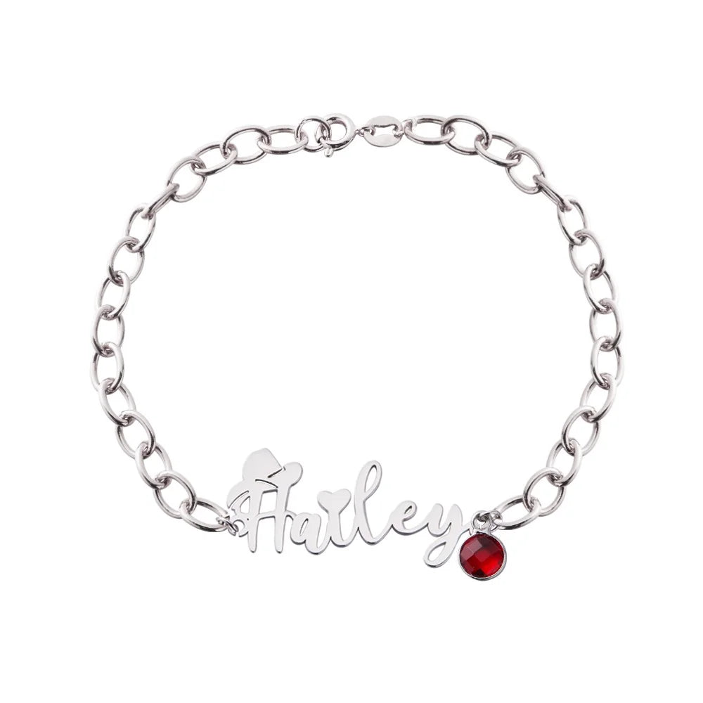 Personalized Cowgirl Name Bracelet with Birthstone