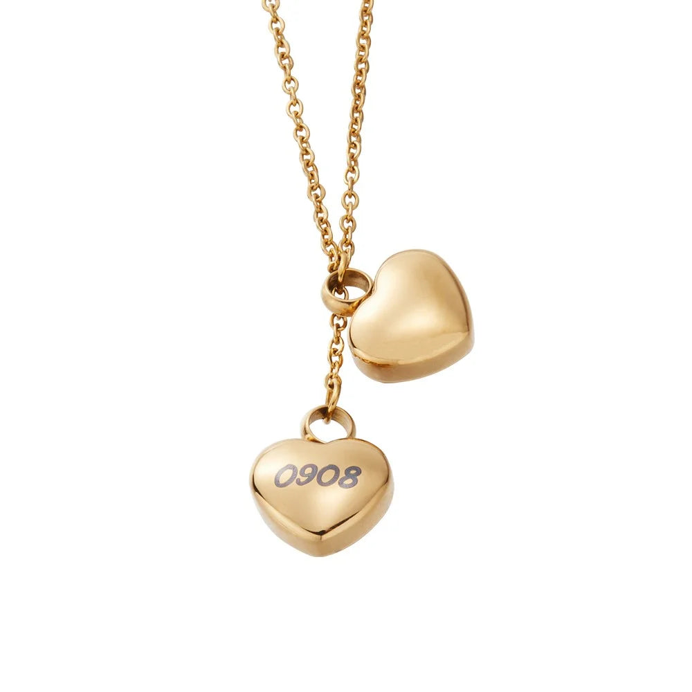 Double Heart Urn Necklace