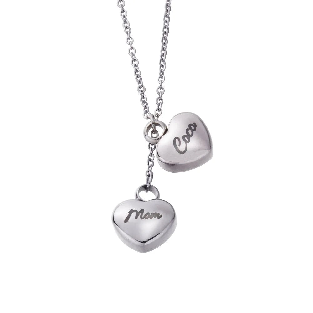 Double Heart Urn Necklace