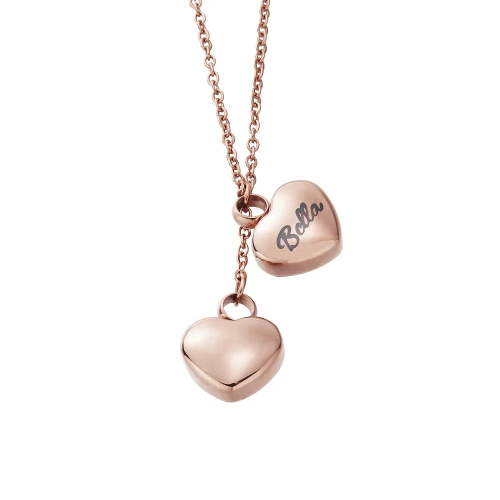 Double Heart Urn Necklace
