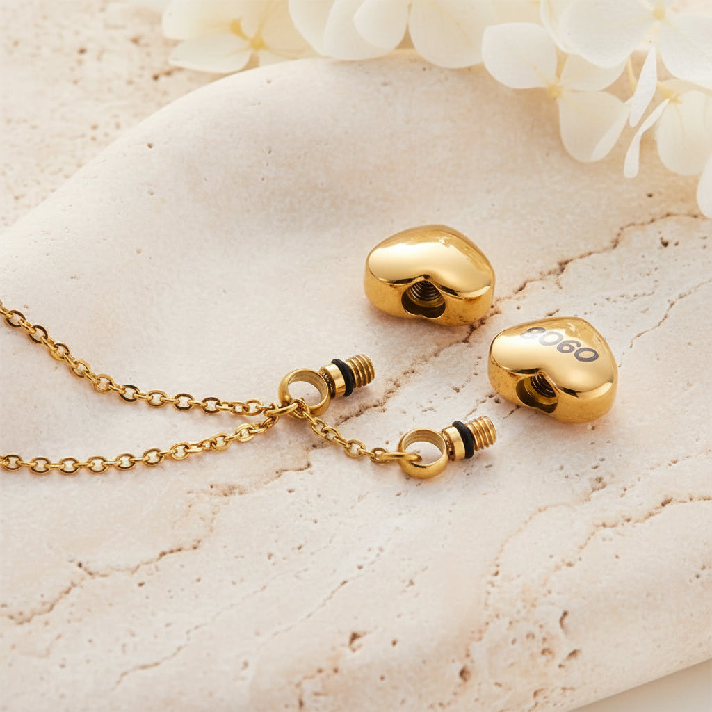 Double Heart Urn Necklace