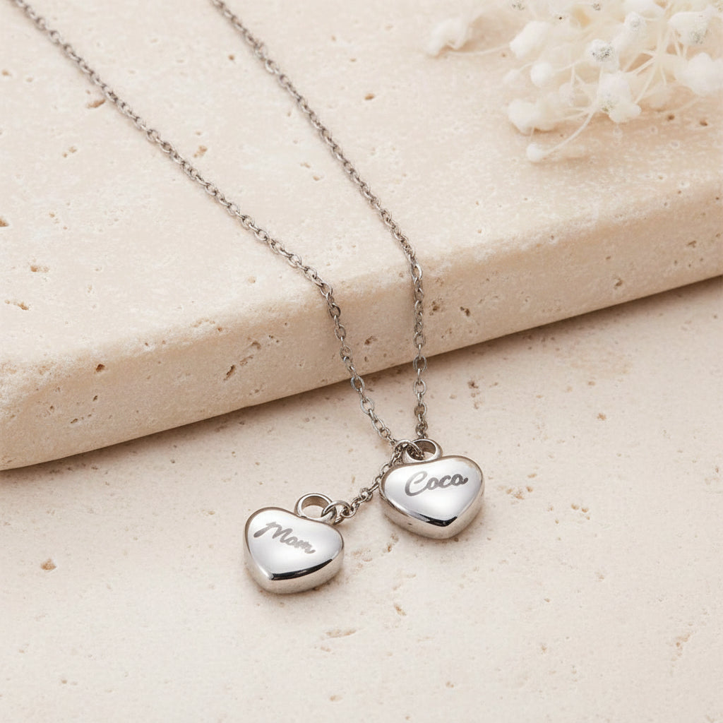 Double Heart Urn Necklace