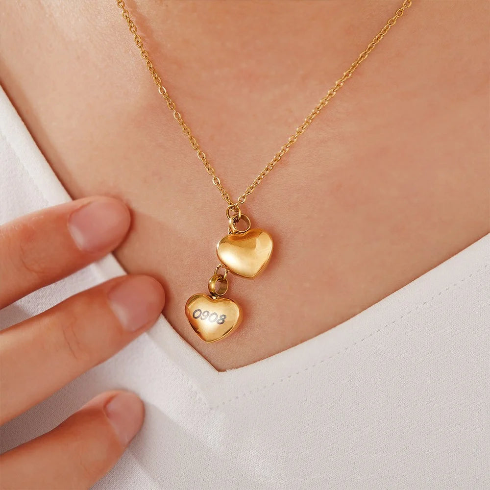 Double Heart Urn Necklace