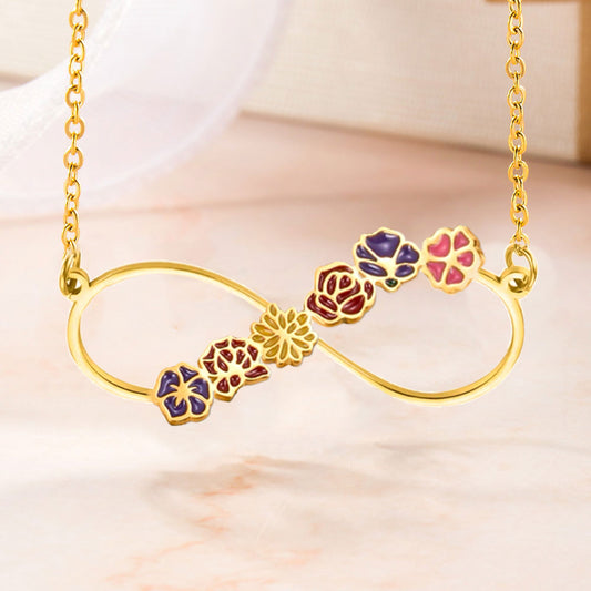 Infinity Cobined Birth Flower Necklace