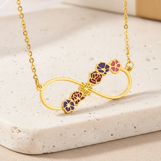Infinity Cobined Birth Flower Necklace