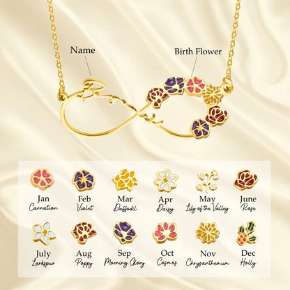 Infinity Cobined Birth Flower Necklace