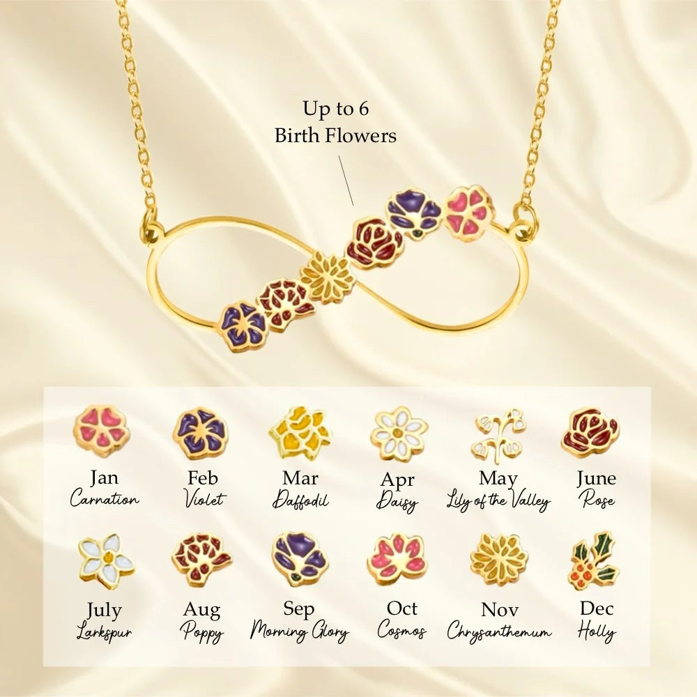 Infinity Cobined Birth Flower Necklace