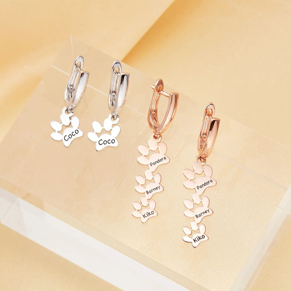 Personalized Pet Paws Hug Earrings