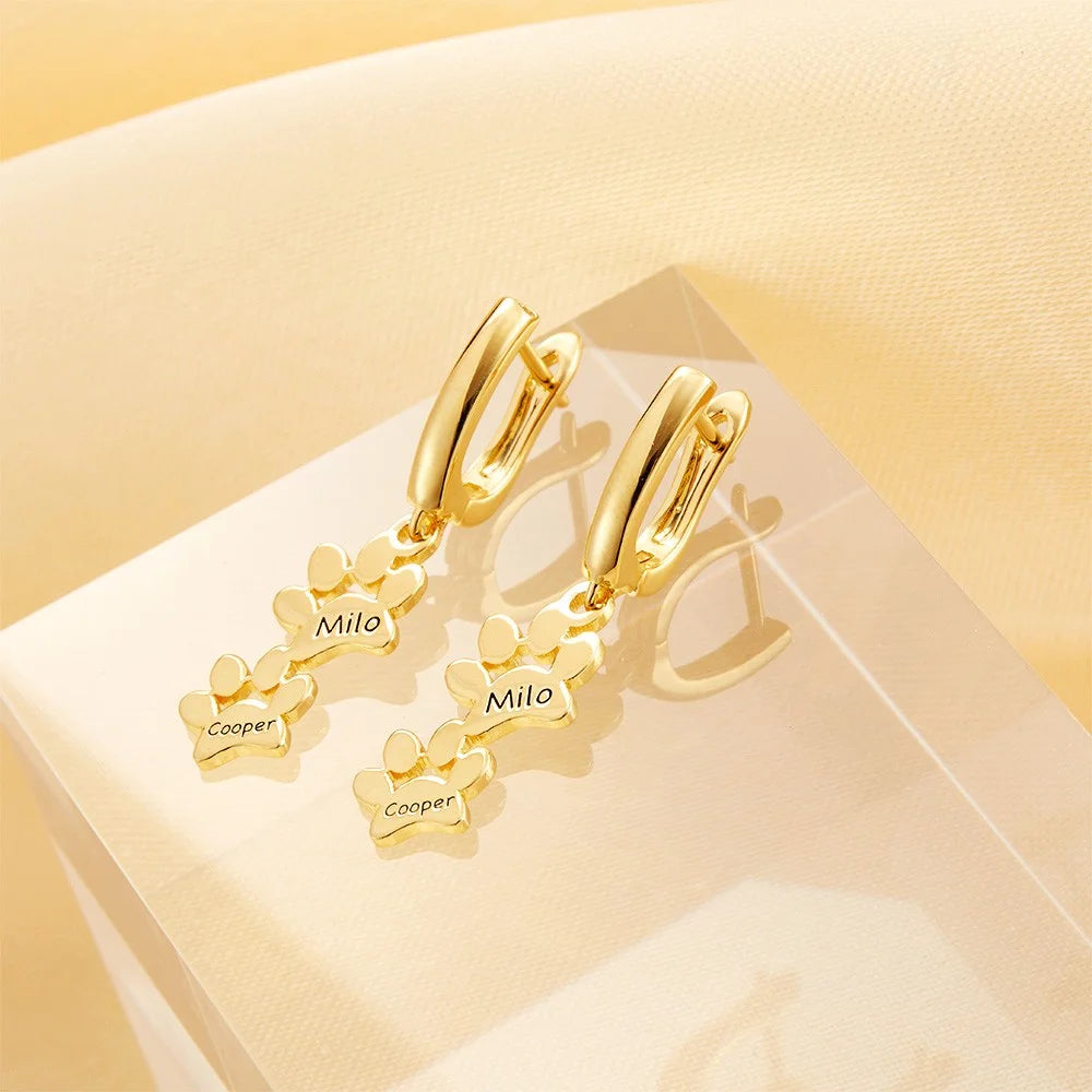 Personalized Pet Paws Hug Earrings
